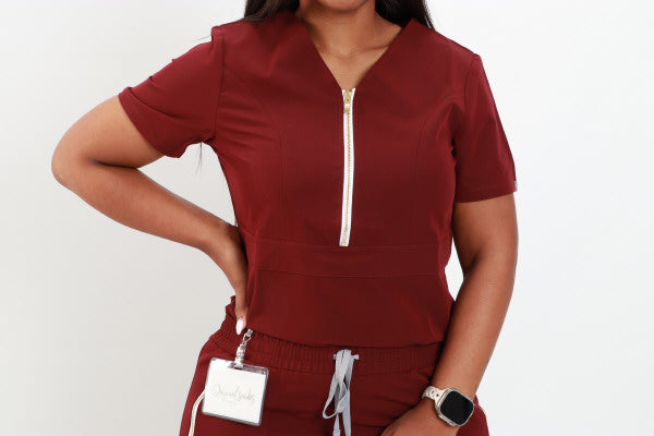 Half Zip Scrub Top